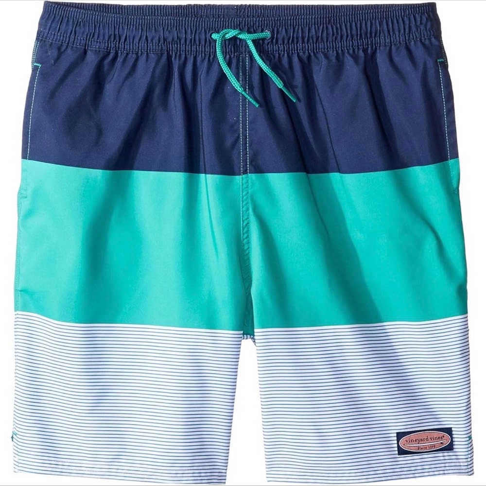 Vineyard Vines Men's Navy & Teal Colorblock Swim Trunks size XS